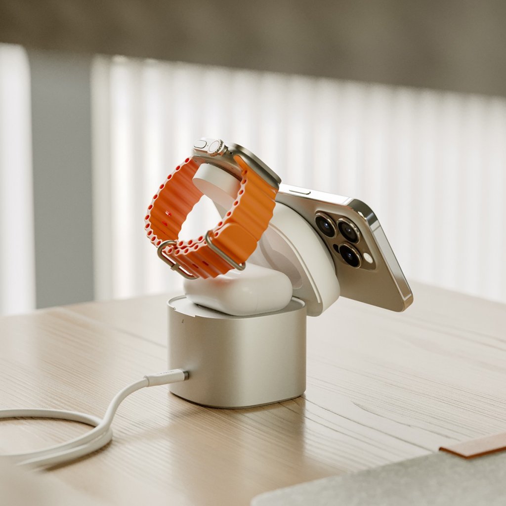 Alogic Langaton laturi PowerPod 4-in-1 Qi2 Valkoinen