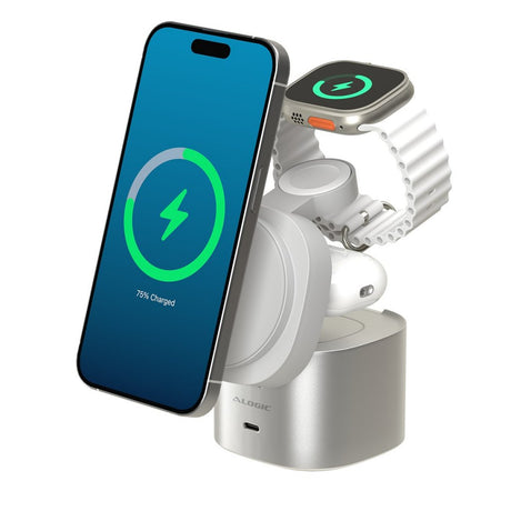 Alogic Langaton laturi PowerPod 4-in-1 Qi2 Valkoinen