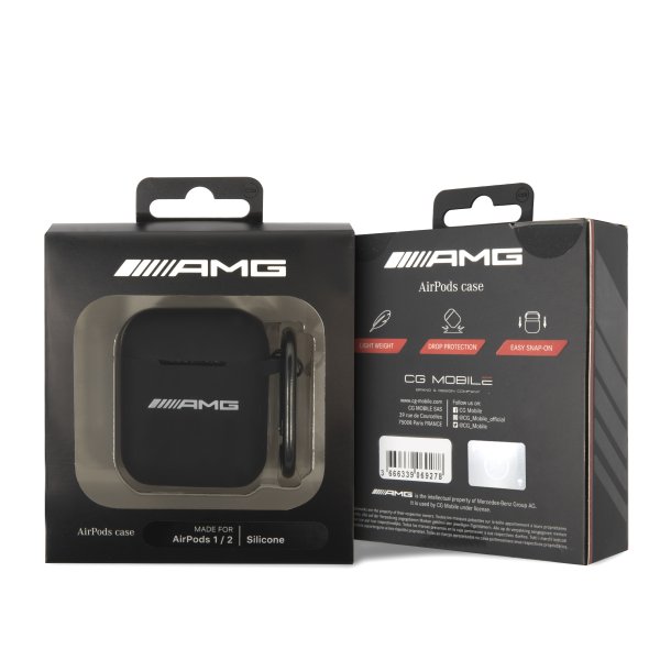 AMG AirPods 1/2 Kuori Liquid Silicone Musta
