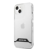 AMG iPhone 13 -kuori, elektroplatoitu, vaakasuorat raidat, valkoinen läpinäkyvä