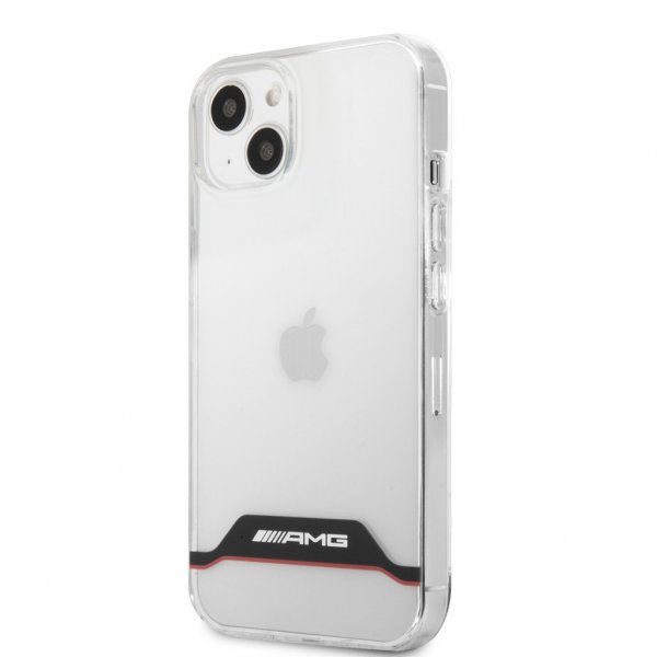 AMG iPhone 13 Mini Kuori Galvanoidut Vaakasuorat Raidat Punainen Läpinäkyvä