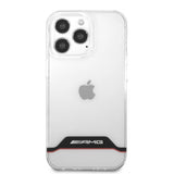 AMG iPhone 13 Pro Max -kuori, galvanoitu, vaakaraidoitettu, punainen, läpinäkyvä