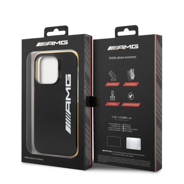 AMG iPhone 14 Pro Max -kuori logolla, musta-keltainen
