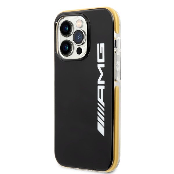 AMG iPhone 14 Pro Max -kuori logolla, musta-keltainen