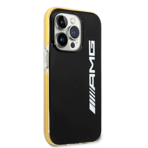 AMG iPhone 14 Pro Max -kuori logolla, musta-keltainen