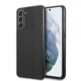 AMG Samsung Galaxy S21 FE Kuori Nahka Raidallinen Hiilikuitu Musta