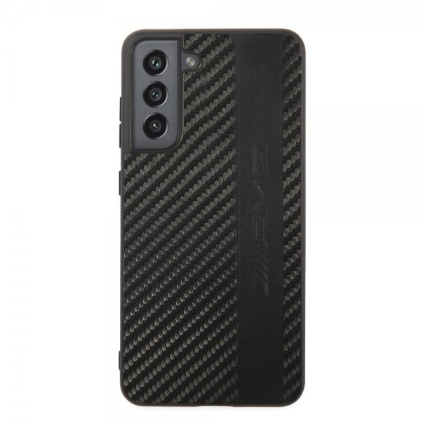 AMG Samsung Galaxy S21 FE Kuori Nahka Raidallinen Hiilikuitu Musta