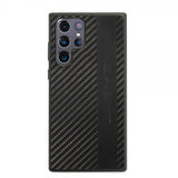 AMG Samsung Galaxy S22 Ultra Suojakuori Nahkainen hiilikuituraita Musta