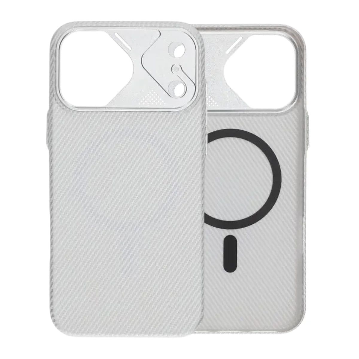 iPhone 17 Pro Max Kuori hiilikuitukuvio MagSafe Hopea