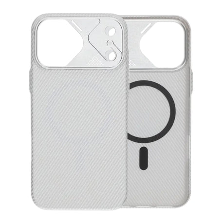 iPhone 17 Pro Max Kuori hiilikuitukuvio MagSafe Hopea