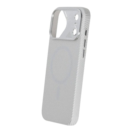iPhone 17 Pro Max Kuori hiilikuitukuvio MagSafe Hopea