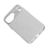 iPhone 17 Pro Max Kuori hiilikuitukuvio MagSafe Hopea