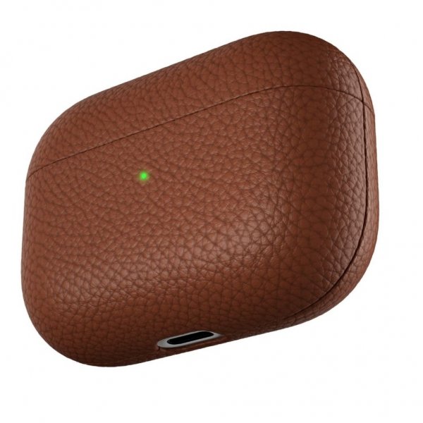 KeyBudz AirPods Pro -kotelo, PodSkinz, aitoa nahkaa, ruskea