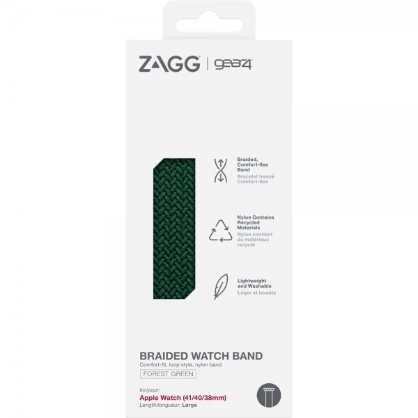 Gear4 Apple Watch 38/40/41/42mm ranneke, punottu kellon ranneke, Large, Forest Green