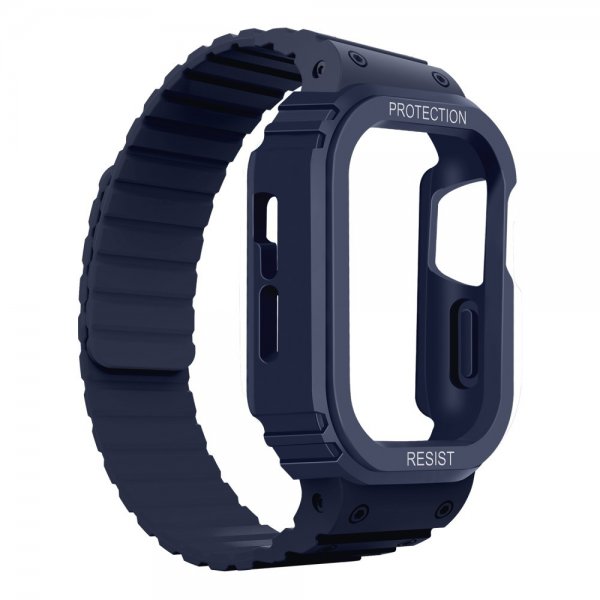 Apple Watch 40/41mm Ranneke kuorella Silikoni Magneettisuljin Sininen