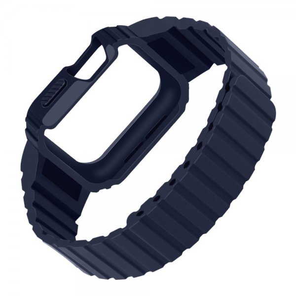Apple Watch 40/41mm Ranneke kuorella Silikoni Magneettisuljin Sininen