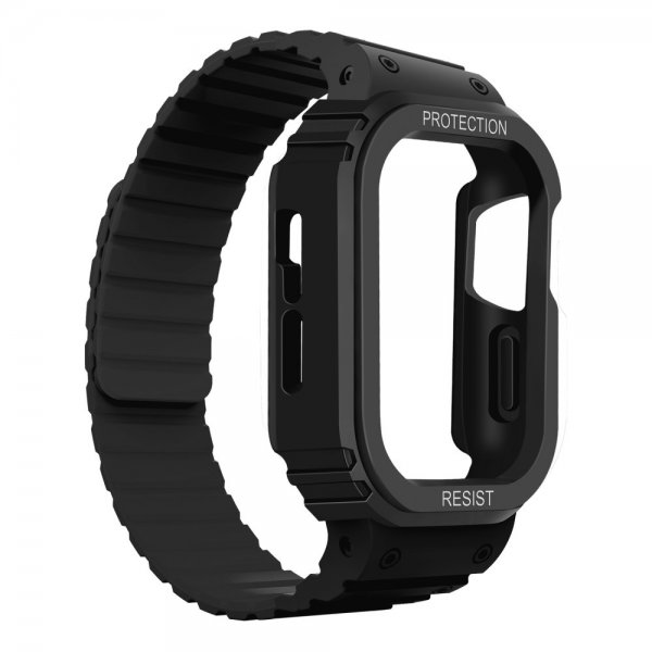 Apple Watch 40/41mm Ranneke kuorella Silikoni Magneettisuljin Musta