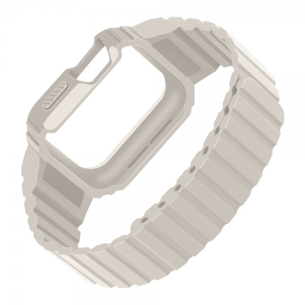 Apple Watch 40/41mm Ranneke kuorella Silikoni Magneettisuljin Valkoinen