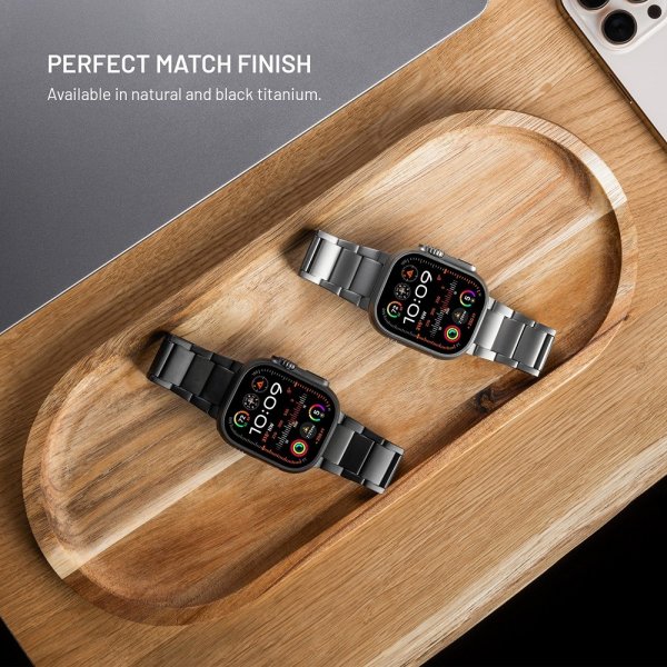 Korjattu Apple Watch 42/44/45/46mm ranneke titaaniranneke musta