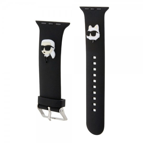 Karl Lagerfeld Apple Watch 42/44/45/Apple Watch Ultra ranneke Rubber NFT Karl & Choupette musta