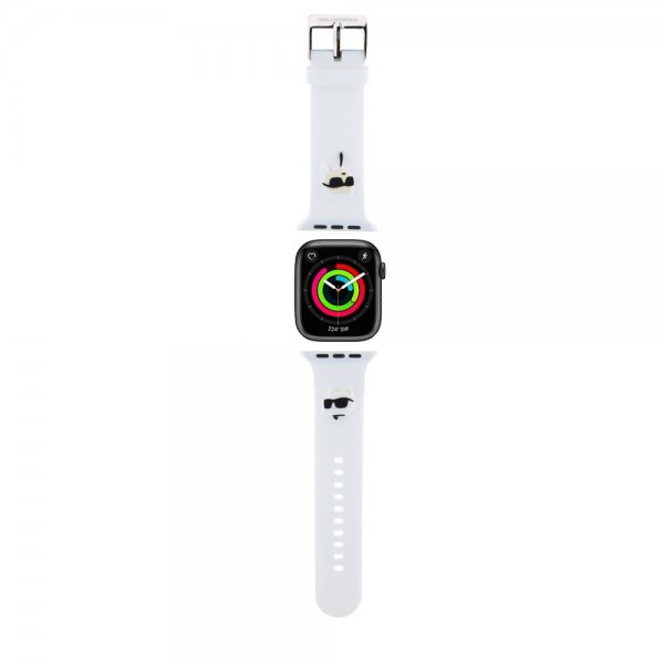 Karl Lagerfeld Apple Watch 44/45/46mm/Apple Watch Ultra -ranneke, kumi, NFT Karl & Choupette, valkoinen