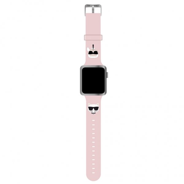 Karl Lagerfeld Apple Watch 42/44/45mm/Apple Watch Ultra -ranneke Karl & Choupette Pinkki