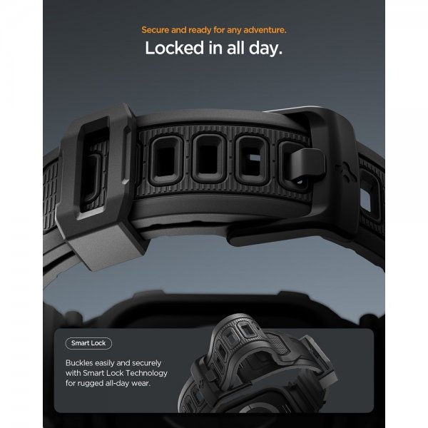Spigen Apple Watch 42mm (sarja 10/11) Rugged Armor Pro 2 ranneke Mattamusta