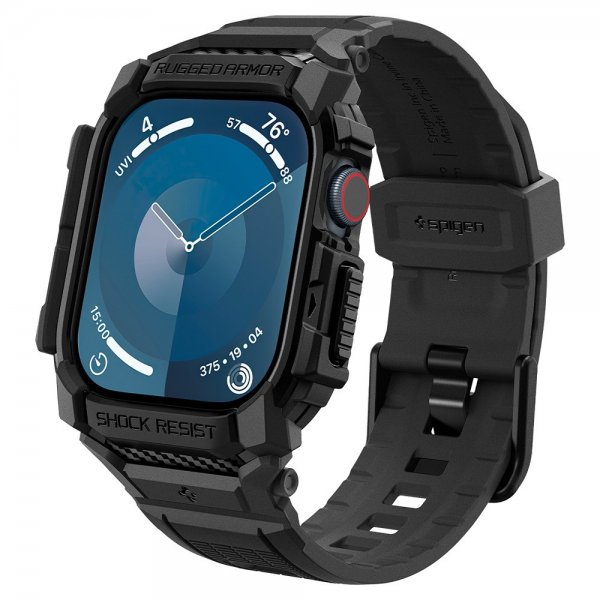 Spigen Apple Watch 42mm (Series 10/11) ranneke ja suojakuori Rugged Armor Pro Matte Black