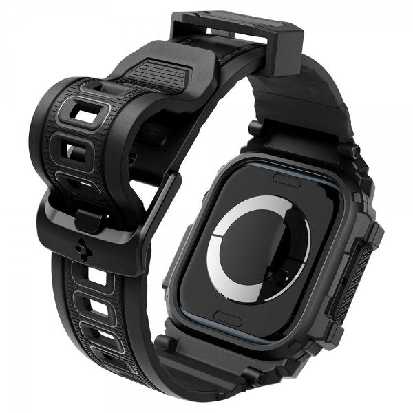 Spigen Apple Watch 42mm (Series 10/11) ranneke ja suojakuori Rugged Armor Pro Matte Black