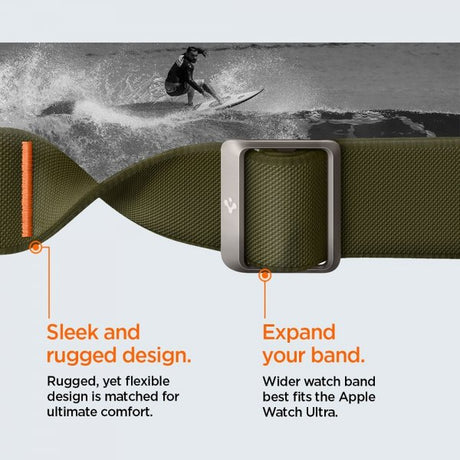 Spigen Apple Watch 44/45/46mm/Ultra 49mm ranneke Lite Fit Ultra Khaki