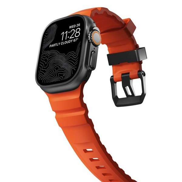 Nomad Apple Watch 44/45/46mm/Ultra 49mm ranneke Rocky Point musta magma