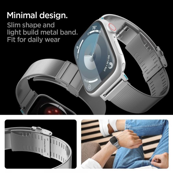 Spigen Apple Watch 44/45/46mm/Ultra 49mm ranneke Sleek Link, hopea