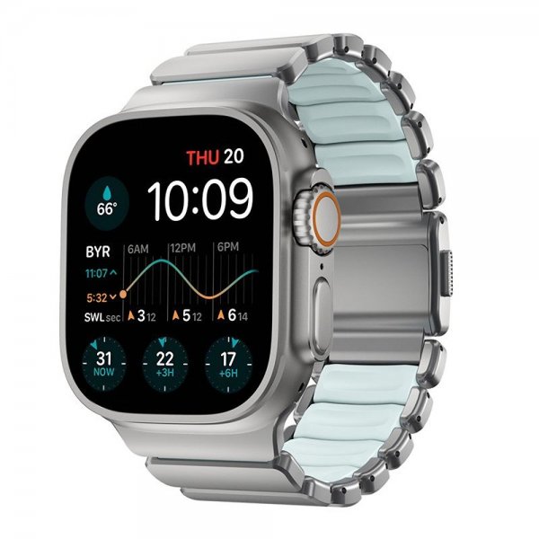 Nomad Apple Watch 44/45/46mm/Ultra 49mm ranneke Stratos Band Natural Icy Blue Glow