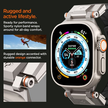 Spigen Apple Watch 44/45/46mm/Ultra 49mm ranneke DuraPro Armor, musta