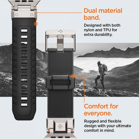 Spigen Apple Watch 44/45/46mm/Ultra 49mm ranneke DuraPro Armor, musta