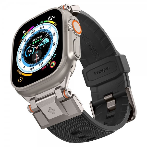 Spigen Apple Watch 44/45/46mm/Ultra 49mm ranneke DuraPro Armor, musta