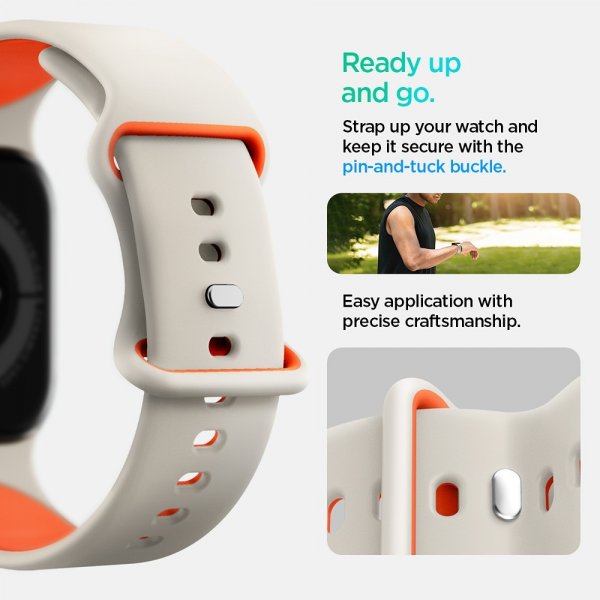 Spigen Apple Watch 44/45/46mm/Ultra 49mm ranneke Nano Pop Oranssi Beige
