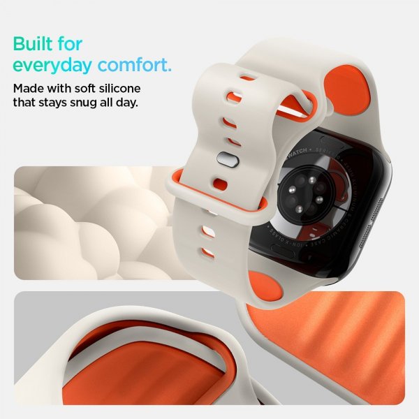 Spigen Apple Watch 44/45/46mm/Ultra 49mm ranneke Nano Pop Oranssi Beige