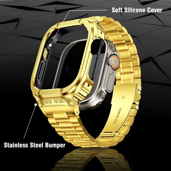 Apple Watch 44mm Ranneke Kuorella Ruostumaton Teräs Kulta