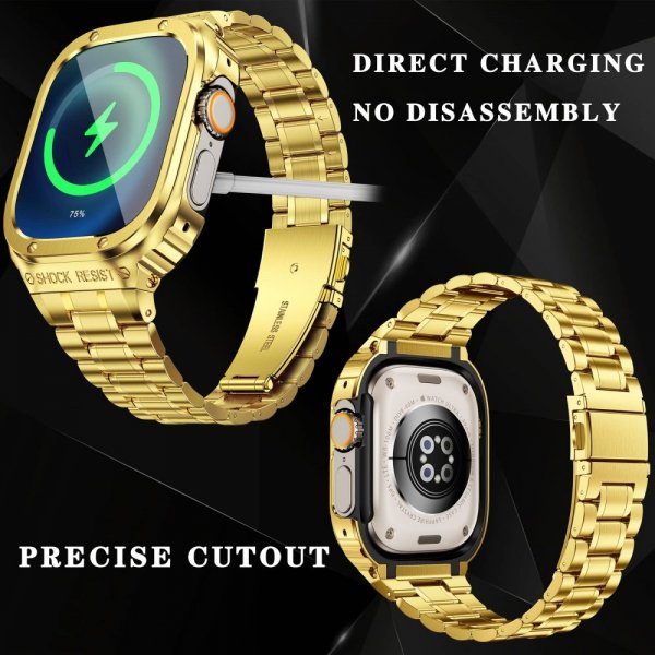 Apple Watch 44mm Ranneke Kuorella Ruostumaton Teräs Kulta