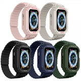 Apple Watch 44/45mm Ranneke Kuorella Silikoni Magneettisuljin Vaaleanpunainen