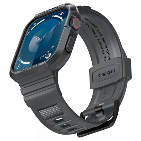 Spigen Apple Watch 44/45 mm ranneke ja suojakuori Rugged Armor Pro, tummanharmaa