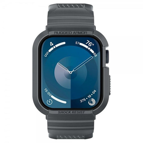 Spigen Apple Watch 44/45 mm ranneke ja suojakuori Rugged Armor Pro, tummanharmaa