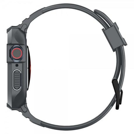 Spigen Apple Watch 44/45 mm ranneke ja suojakuori Rugged Armor Pro, tummanharmaa