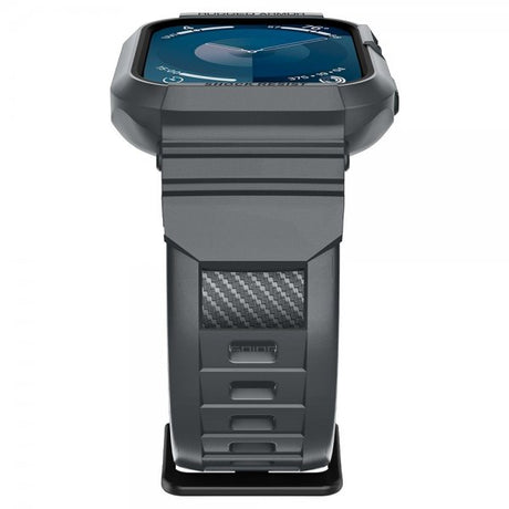 Spigen Apple Watch 44/45 mm ranneke ja suojakuori Rugged Armor Pro, tummanharmaa