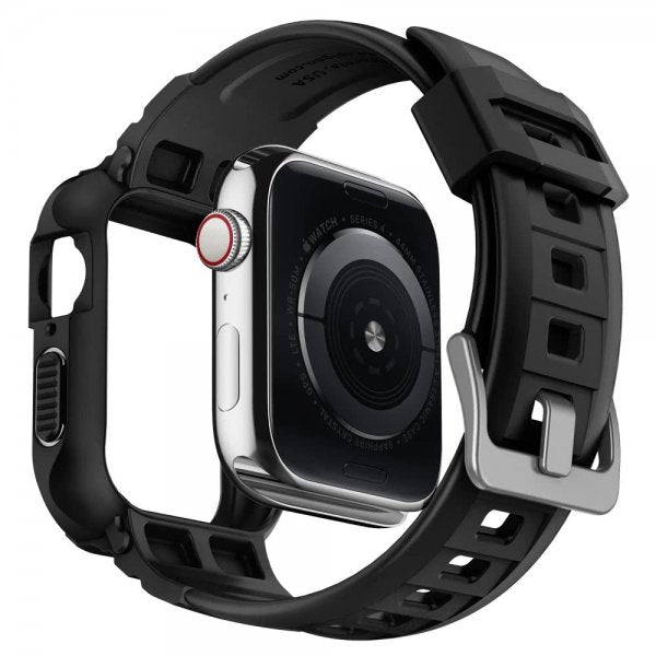 Spigen Apple Watch 44/45mm kuori rannekkeella Rugged Armor Pro Charcoal Grey
