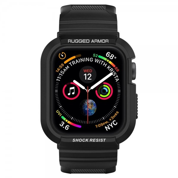 Spigen Apple Watch 44/45mm Suojakotelo ja ranneke Rugged Armor Pro Musta