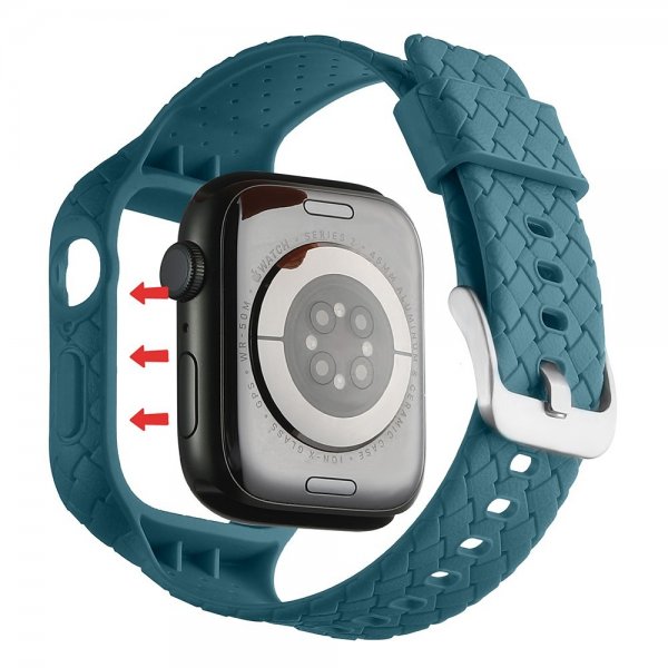 Apple Watch 45mm Ranneke Kudottu Tekstuuri Sinivihreä