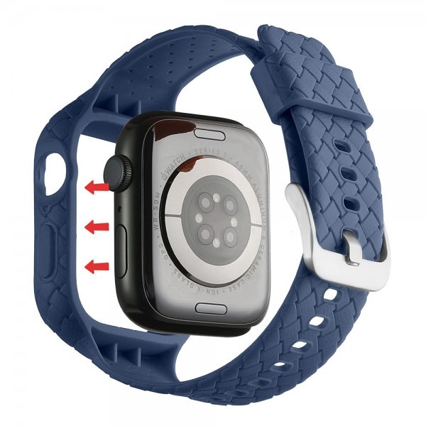 Apple Watch 45mm Ranneke Kudottu Tekstuuri Tummansininen