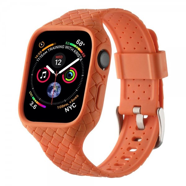 Apple Watch 45mm Ranneke Kudottu Tekstuuri Oranssi